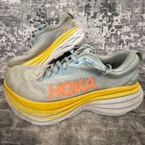 Hoka One One Womens 8 B Bondi 8 Running Shoes Summer Song Blue Yellow Gorpcore